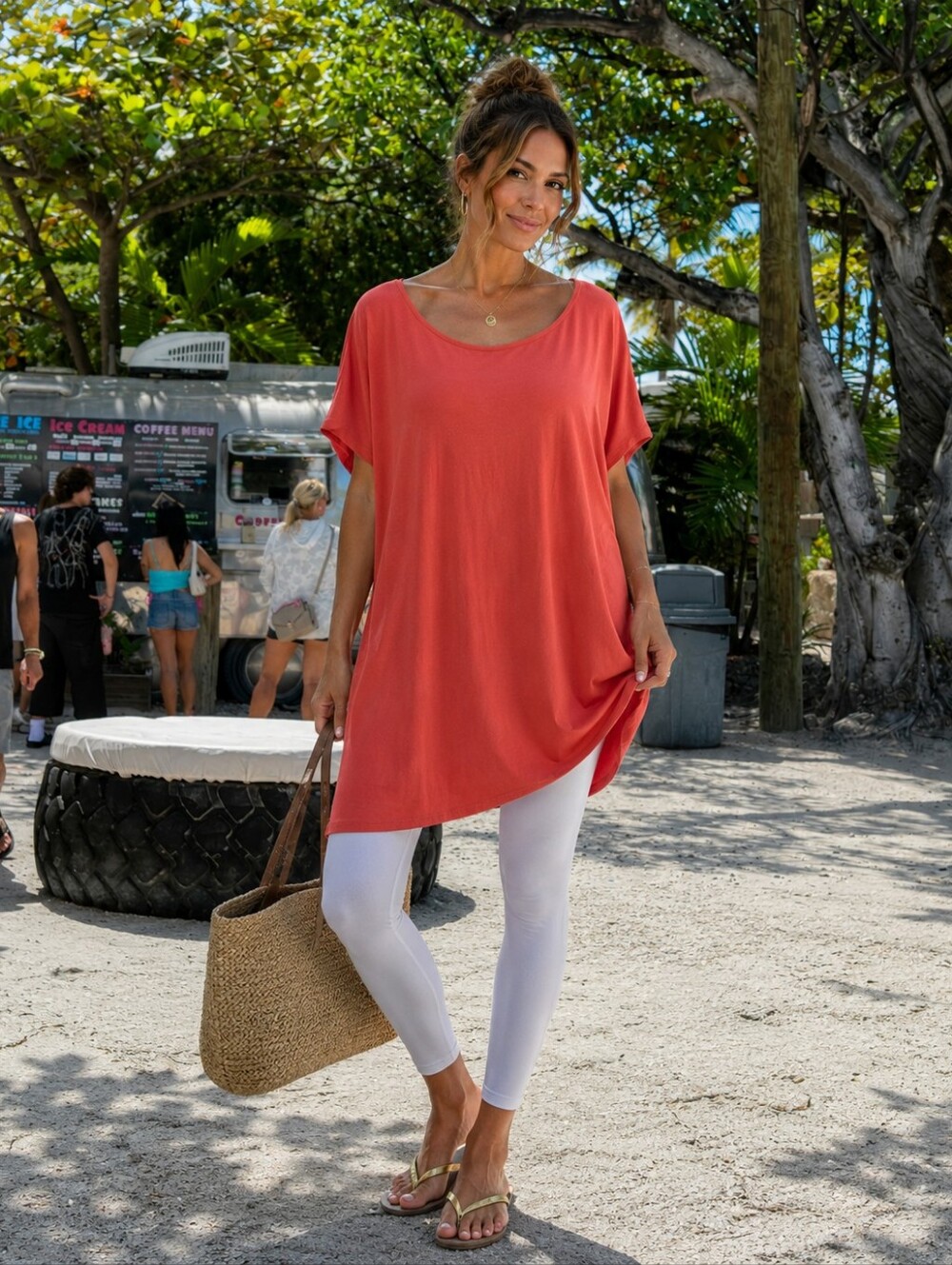 Eileen Fisher Coral Short Sleeve Boatneck Tunic Size 3X